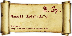 Mussil Szórád névjegykártya